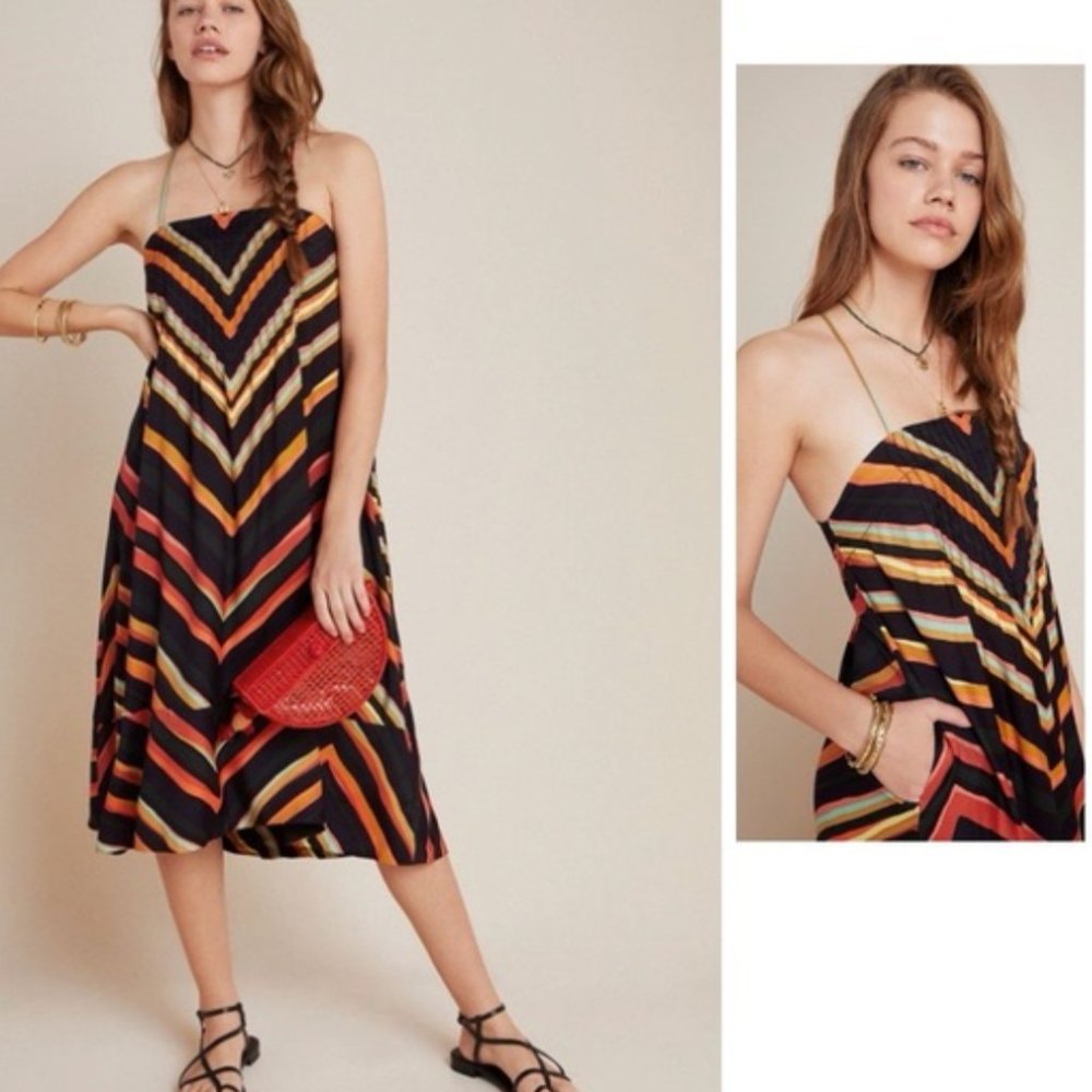 Anthropologie Rumi Chevron Slip Dress